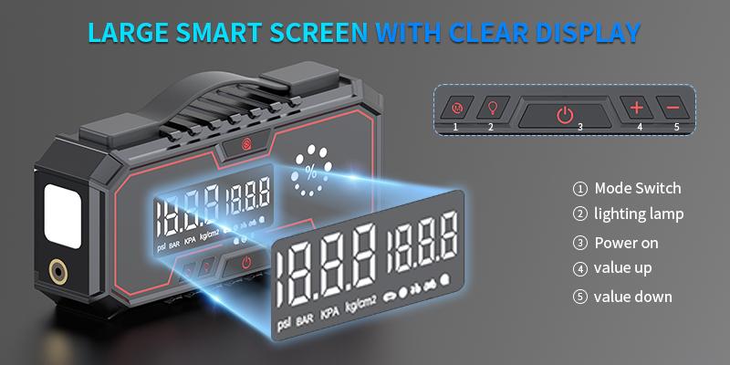 Kapeezi 12000A (All Gas, 12L Diesel) Portable Car Jump Starter with Air Compressor, Blower All-in-One, portable power bank with 160PSI Tire Inflator, Car Battery Jump Starter Multi-Function Vehicle battery jump pack Automotive Tool Kit