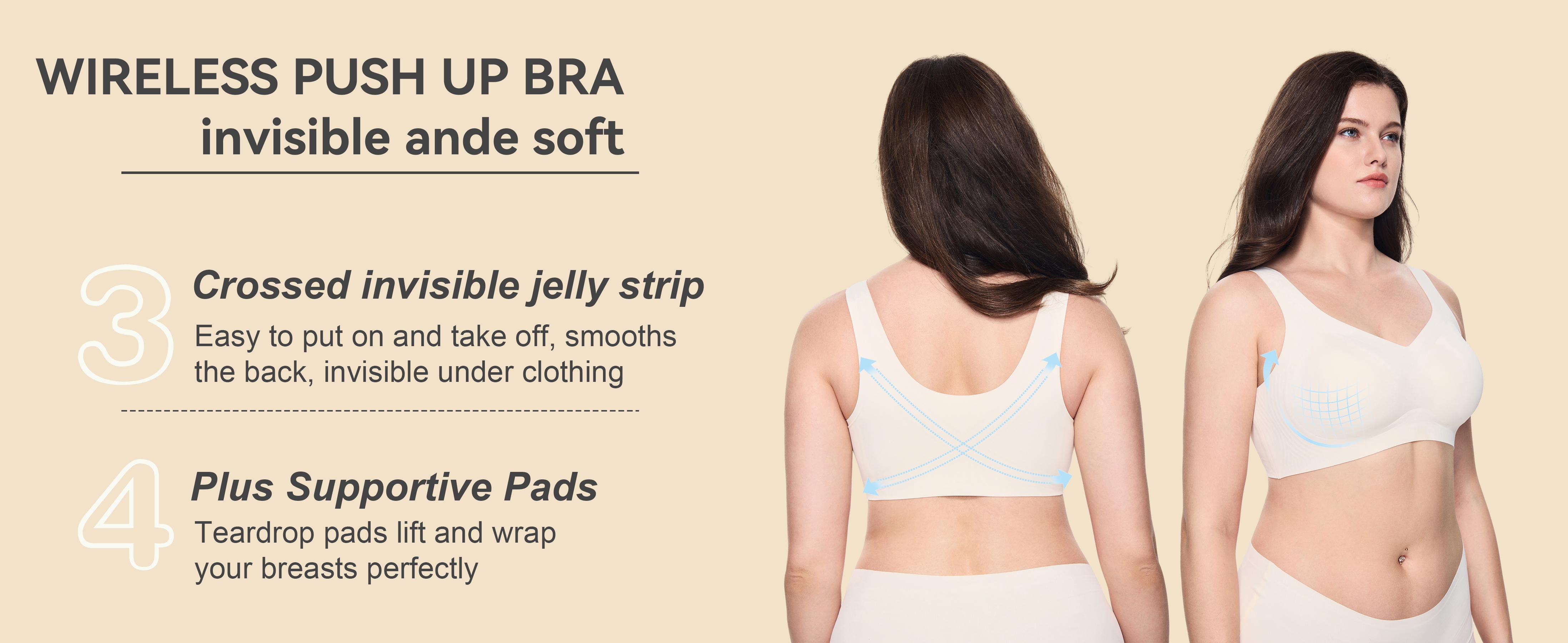 Soft Intention Women's Seamless Wireless Bra Full Coverage Push Up No Underwire Tshirt Comfortable Everyday Plus Size Friendly Jelly Soft Intention Women's Seamless Wireless Bra Full Coverage Push Up No Underwire Tshirt Comfortable Everyday Plus Size Friendly Jelly