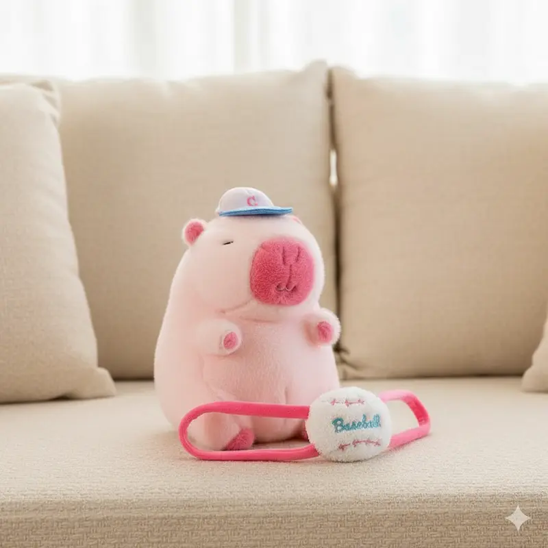 Summer Capybara Plush Toy, Cuddly Stuffed Animal, Soft Stuffed Animals, Soft Adorable Stuffed Animal Design with PP Cotton Filling, Soft Animals Decoration Toy for Home Sofa & Bed,