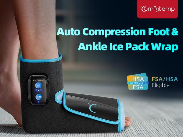 Ankle Foot Ice Pack Wrap, Reusable Gel Hot Cold Relief Plantar Brace with Adjustable Compression for Foot Fatigue, Heel Discomfort, Gift for Men Women