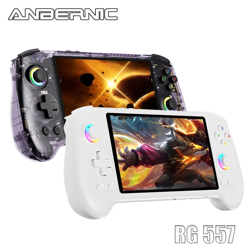 ANBERNIC RG557 Handheld Game Console 2025 NEW RG 557 5.48-inch AMOLED Screen Android 14 CPU Dimensity 8300 Processor, Gaming Handheld, Handheld Games Console