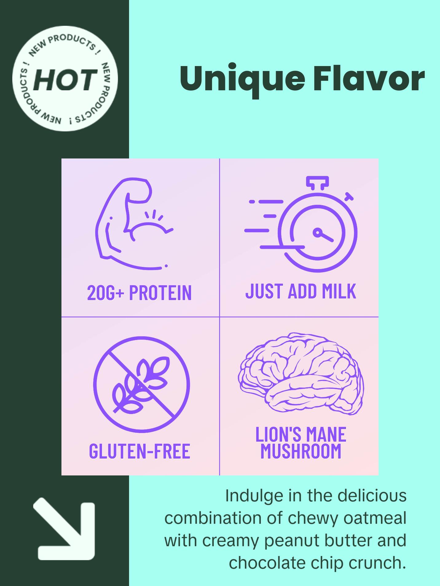 ONO Protein Overnight Oats Peanut Butter Chocolate Bundle - Includes 20g Protein, Gluten Free, Low Sugar, Just add milk