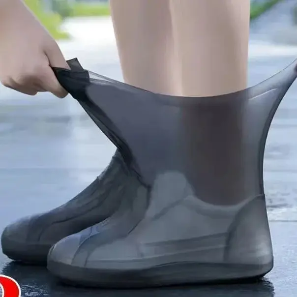 Unisex Reusable Silicone Non-Slip Waterproof Rain Shoe Covers - Moisture-Out, Tight Cuff Seal, Sneaker-Compatible, Flood Use, Emergency Preparedness