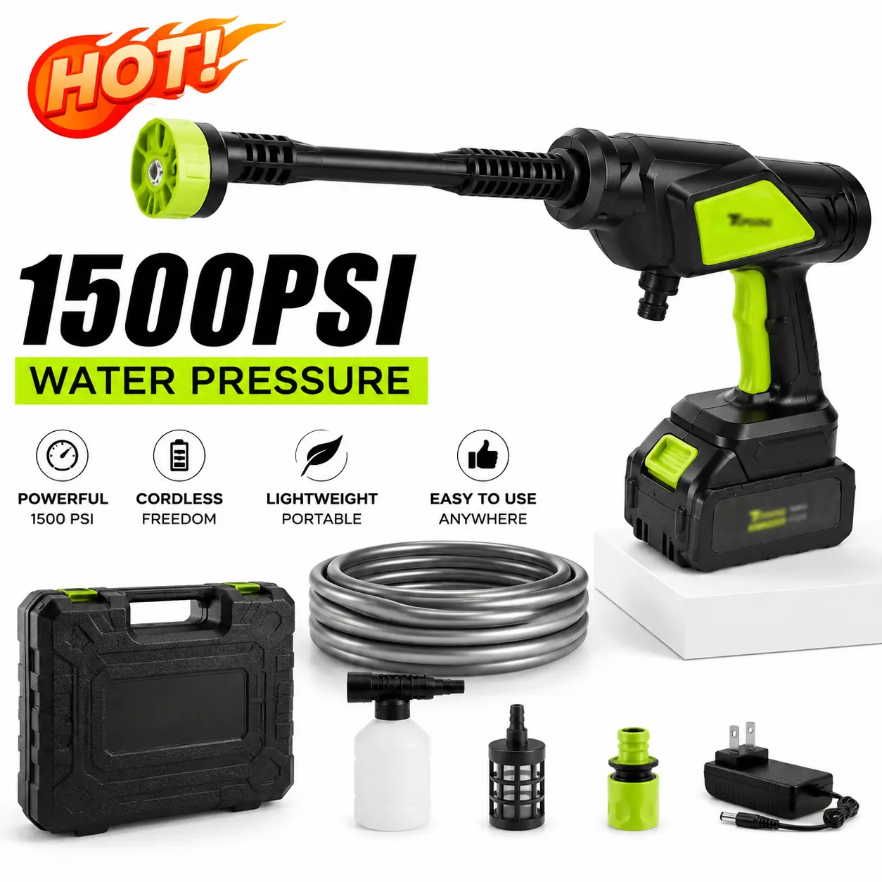 Pressure Washer,  High Pressure, Portable Cordless Car Washing Machine Electric Power Cleaner for Car Driveway Home Patio