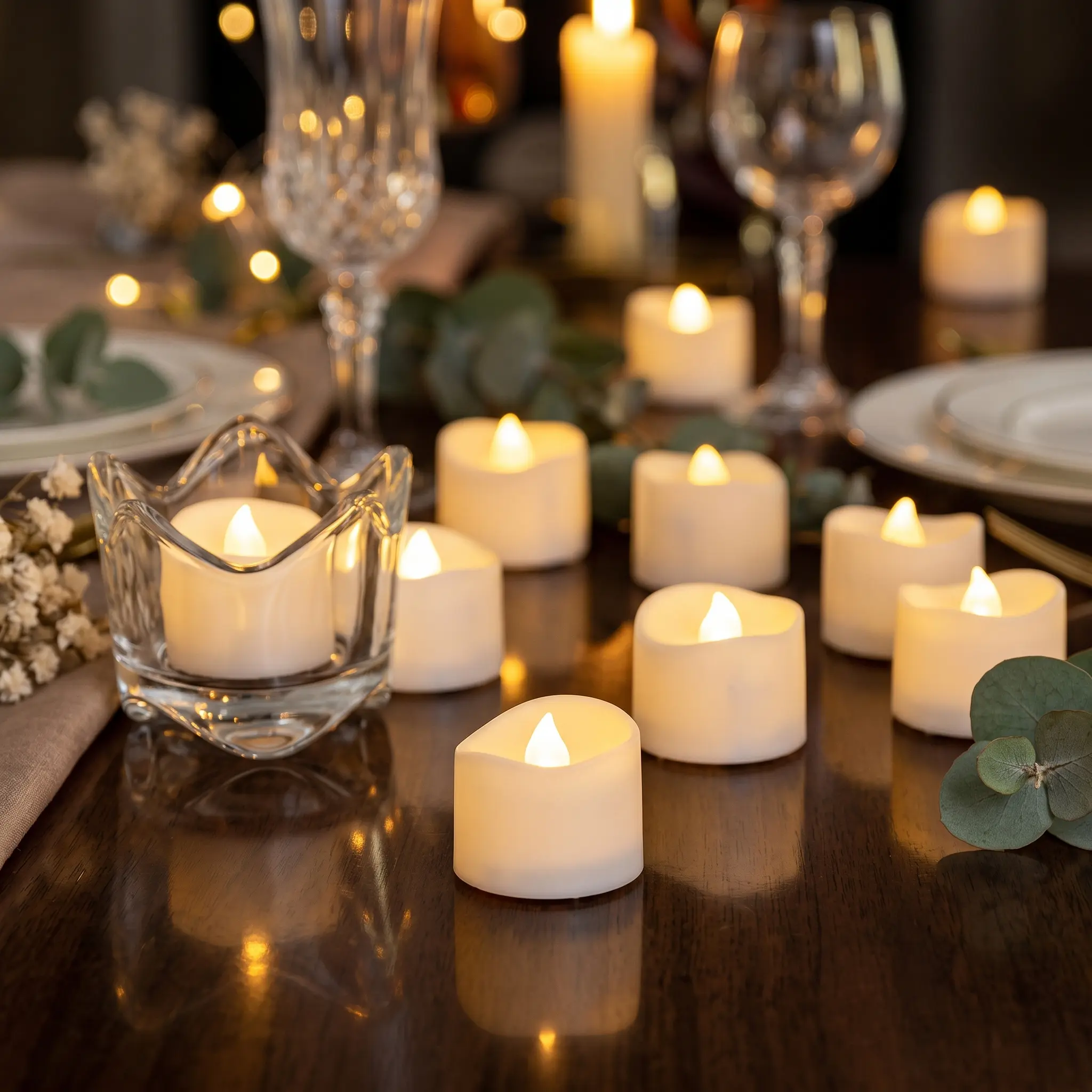 24Pcs Flickering Flameless Candle Battery Operated, Fake Electric LED Tea Lights for Prayer, Votive, Centerpiece Table Decorations, Wedding, Anniversary, Halloween, Christmas