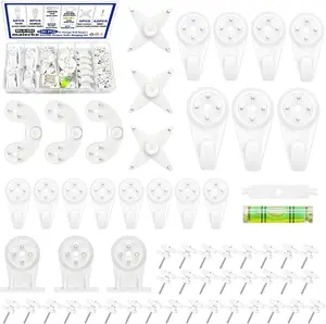 100PCS Picture Hanging Kit, Picture Hangers for Concrete Walls,Stucco Concrete Hooks Cinder Block Wall Hangers for Photo Frame,Canvas,Clock, House Decoration No Damage Invisible Nails maierke