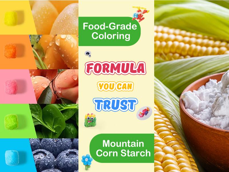 Kiditos Magic Puff Corn Building Kit – 3D Colorful Craft for Kids, DIY Art Set with Sticky Corn Pieces, Templates & Tools – Sensory, Educational & Mess-Free Play for Ages 3+