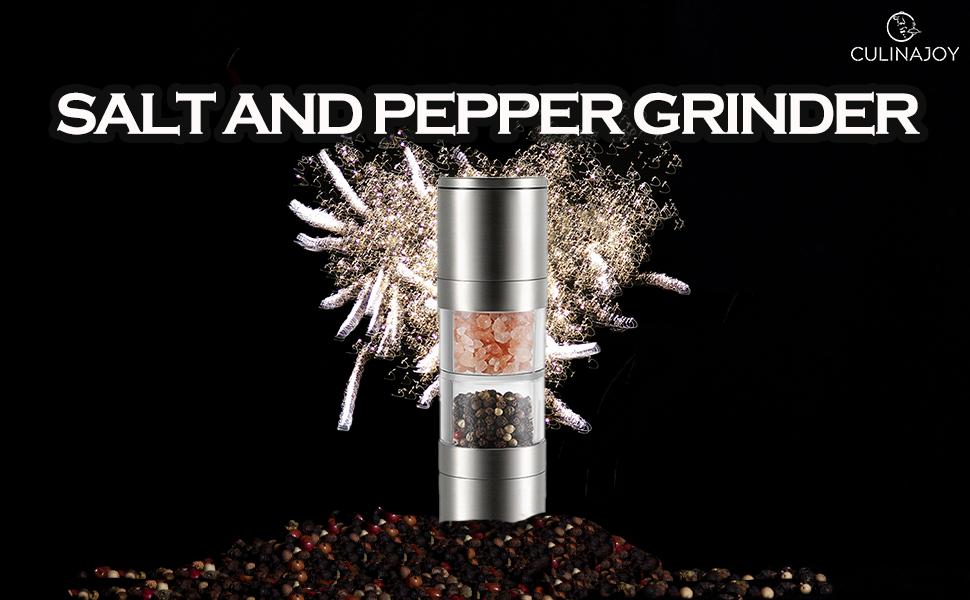 2 in 1 Salt and Pepper Grinder Professional Stainless Steel and Labour-saving Spice Grinder Refillable Adjustable Coarseness Mills