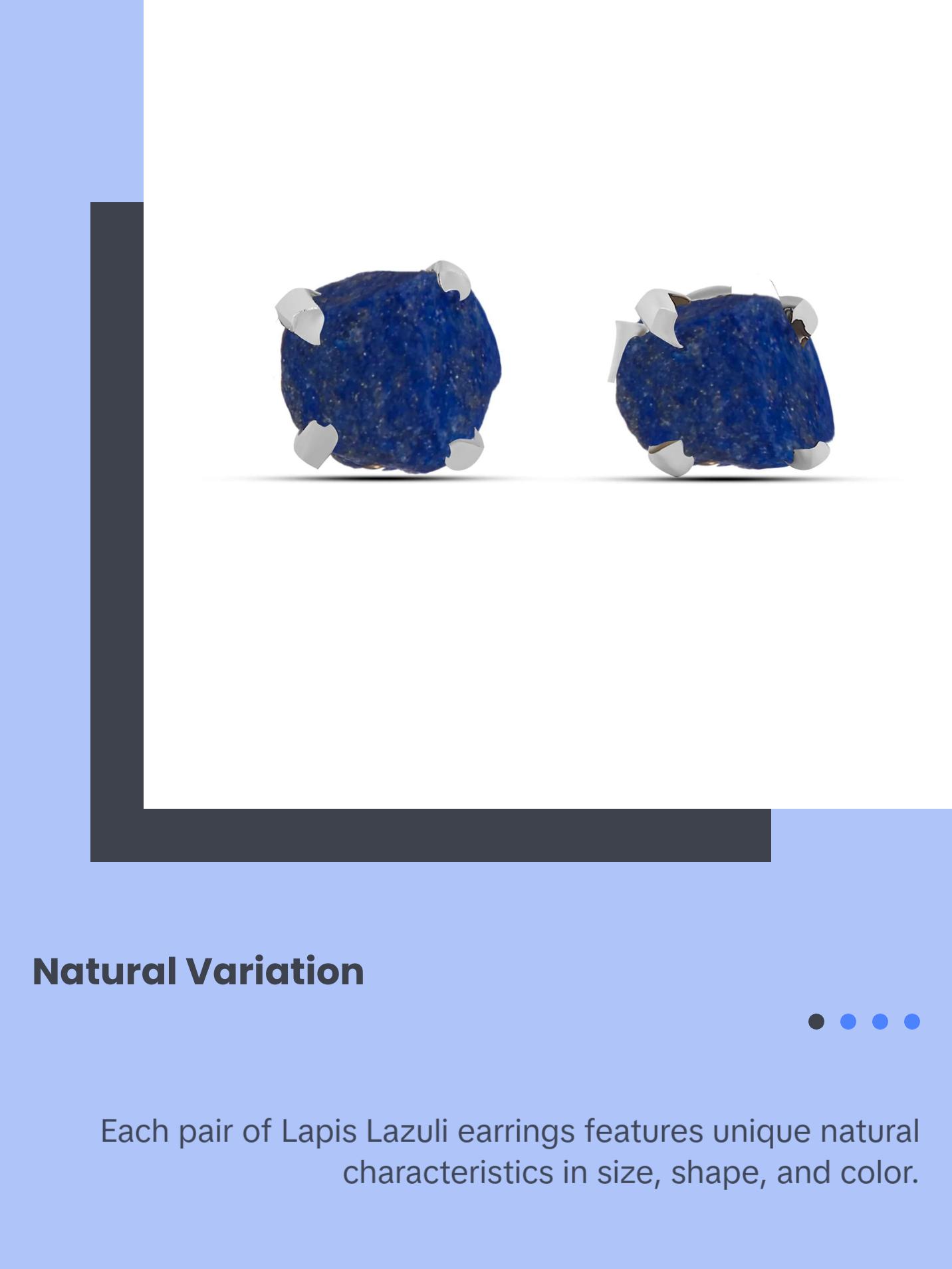 Lapis Lazuli Polished Natural Earrings in Prong Stud Setting - Sterling Silver