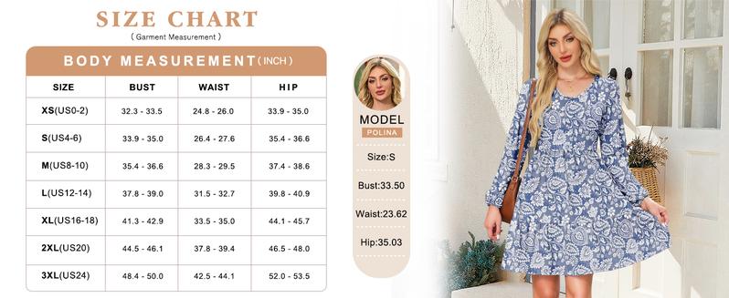 AUSELILY Women‘s Casual Tunic Dress V Neck Tiered Swing Flowy A-line Mini Short Dresses with Pockets Floral Womenswear Ruffled Dresses