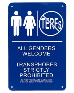 All Genders, No TERFs Bathroom Sign