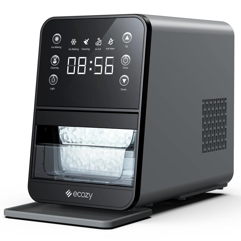 ecozy Countertop Sonic Nugget Ice Maker Chewable Ice Cubes 33 lbs Daily Output Self-Cleaning Stainless Steel for Party Kitchen Bar Black Friday Deal