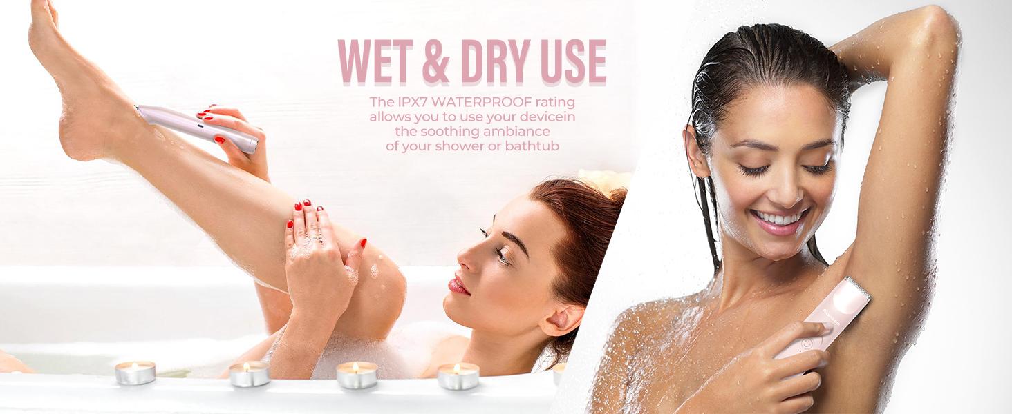 Electric Bikini Trimmer for Women, Rechargeable 2 in 1 Body & Facial Hair Removal, Waterproof Wet & Dry Use Trimmer for Women