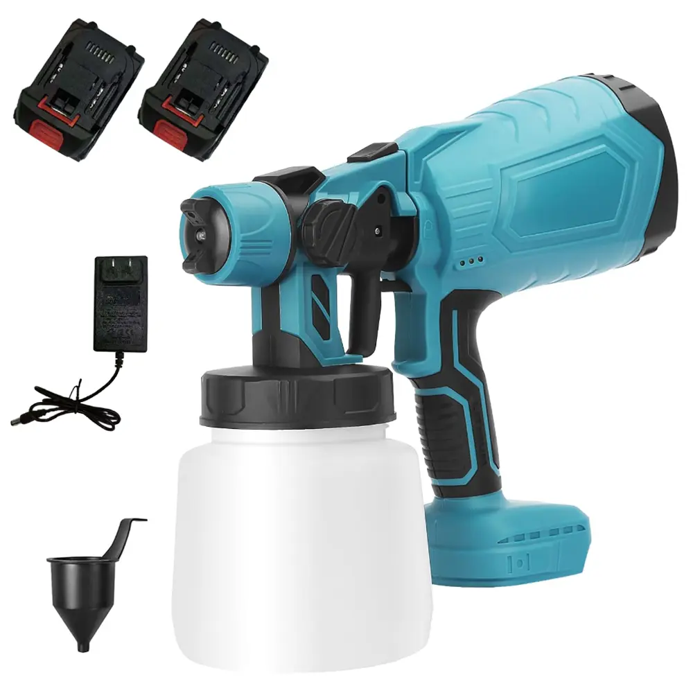 Cordless High-Pressure Paint Sprayer, Electric Airless HVLP Spray Gun with 2 Batteries, Lightweight & Efficient for Home and Professional Painting Projects Expert Airbrush Kit Power Tool Heavy Duty Portable