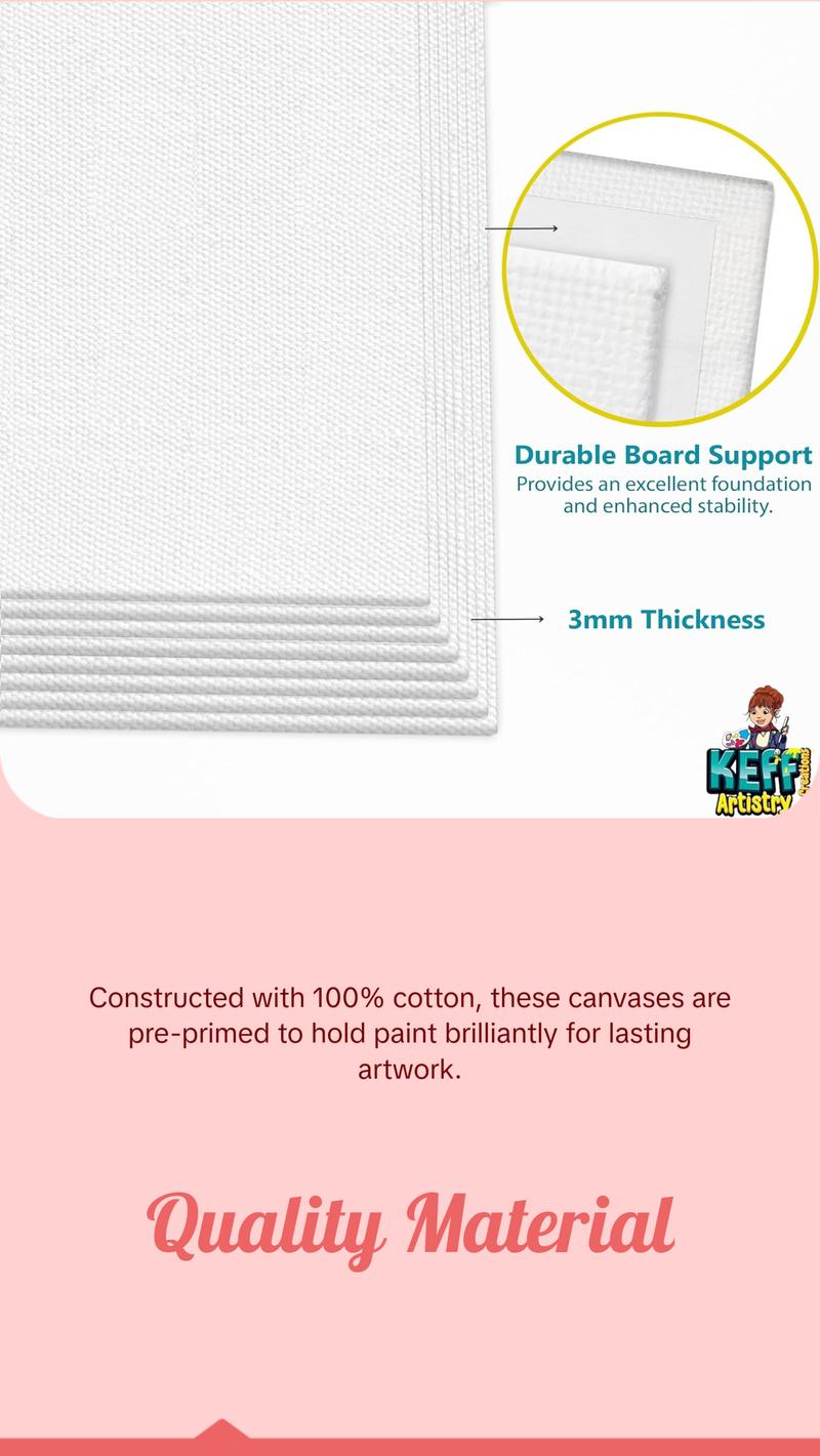 Canvases for Painting - 8x10 12 Pack Art Paint Canvas Panels Set Boards - 100% Cotton Primed Painting Supplies for Acrylic, Oil, & Watercolor Paint