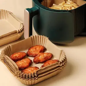 100Pcs Bulk Pack! 6.7" Square Air Fryer Liners - Unbleached & Non-Stick.
