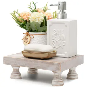 2 PCS Decorative Pedestal Stand For Display Your Home Decorations and Uniquely Soap Stand, Rustic Bathroom Counter Tray and Kitchen Decor