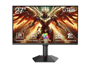 GTek 320Hz Gaming Computer Monitor, 27 Inch Frameless Display 2K QHD 2560X1440P Fast IPS Computer Monitor, 1ms MPRT, FreeSync, 95% DCI-P3, HDR 400,DisplayPort/HDMI, Height Adjustable