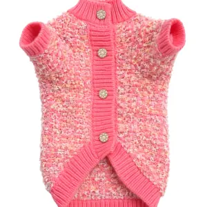 Pink Parisian Tweed Dog Sweater – Luxury Warm Sweater for Small Dogs