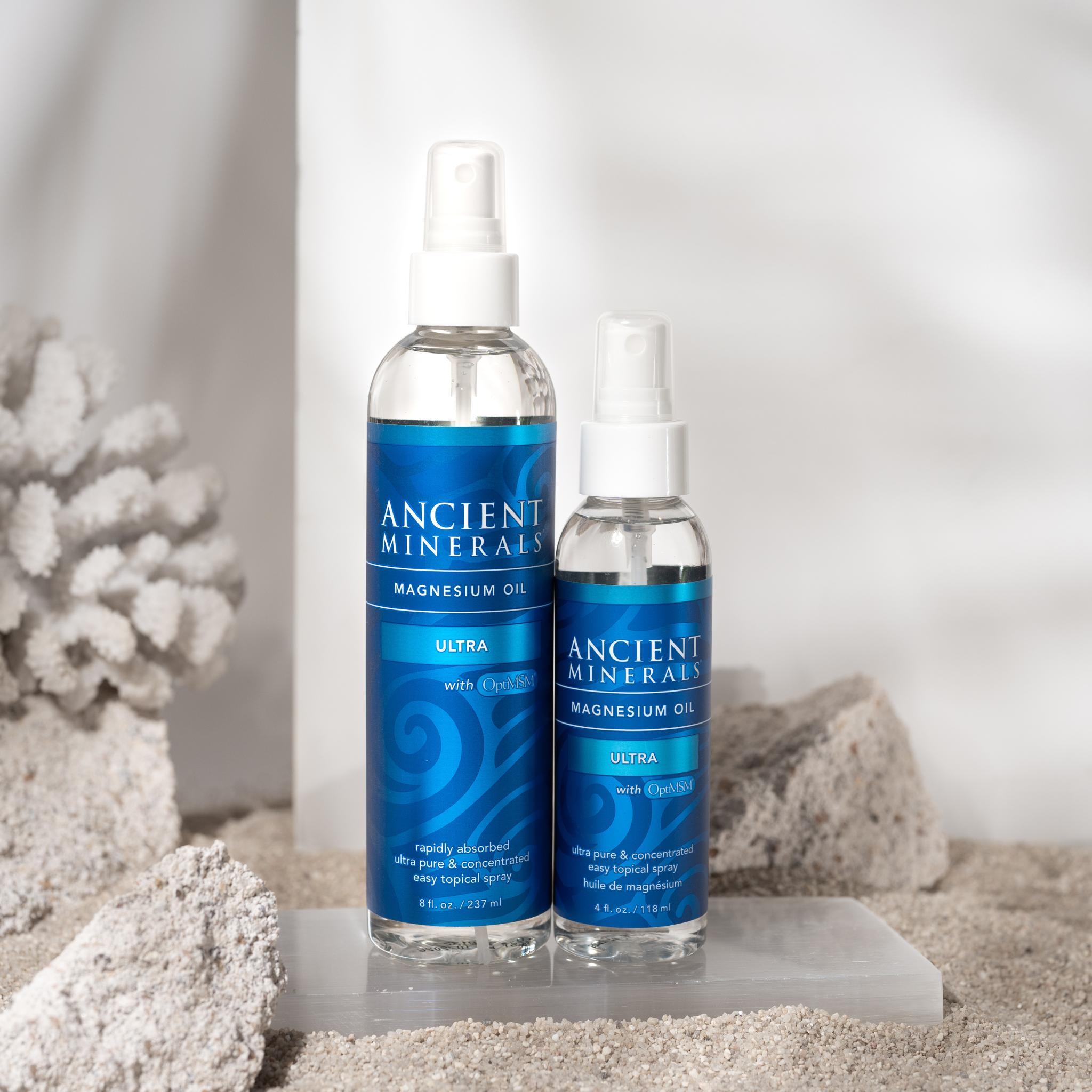 Ancient Minerals, Magnesium Oil Ultra w/ MSM, Detoxifying, Joint and Muscle Support, Pure Magnesium Body Care & Cosmetic Comfort
