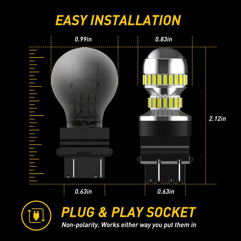 AUXITO 3157 LED Bulb Backup Light Bulb 3156 3056 3057 4157 3047 4057 3457 LED Light Bulbs for Reverse Signal Blinker Tail Parking Brake Lights, 6000K White 2600 Lumens