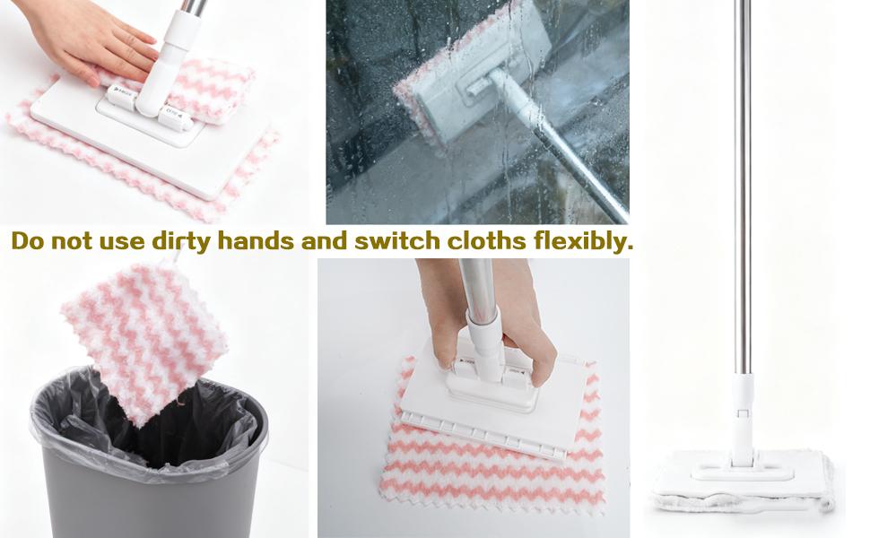 Mini Reusable Clamp Mop – Multi-Functional, Secure Hold for Paper Towels, Rags, and Wipes, Includes 10 Cloths for Easy and Versatile Cleaning, Ideal for Lazy Person's Use.HY