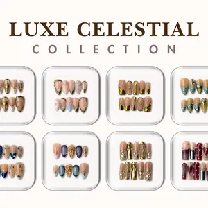 NailPhoria LUXE CELESTIAL Collection - Handmade Press-On Nails | Reusable, Salon-Quality, Long-Lasting, Glossy Design