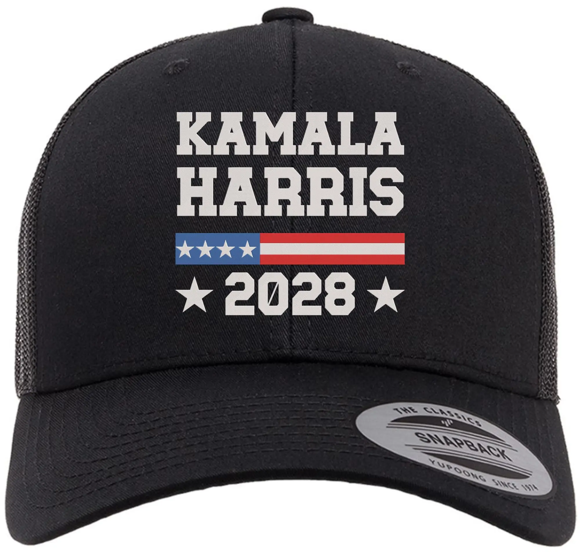 Kamala Harris 2028 Embroidered Trucker Hat - Bold USA Embroidery, Stars & Stripes Cotton, Adjustable Snapback Baseball Cap - Unisex Breathable Mesh Democrat Supporter Hat for Voting Day, Political Pride, Snapback Hats, Debates