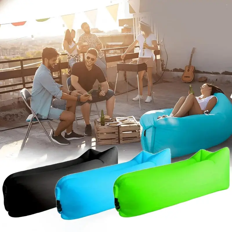 Inflatable Sofa Chair - Folding, Waterproof Outdoor Patio Sofa, Comfy Couch with Inflate & Relax Design, Portable Sleeping Gear for Camping, Beach Use, Waterproof Keeps Lounging Dry, Quick Inflate Setup, Lounge, Modern Outdoor Sofa