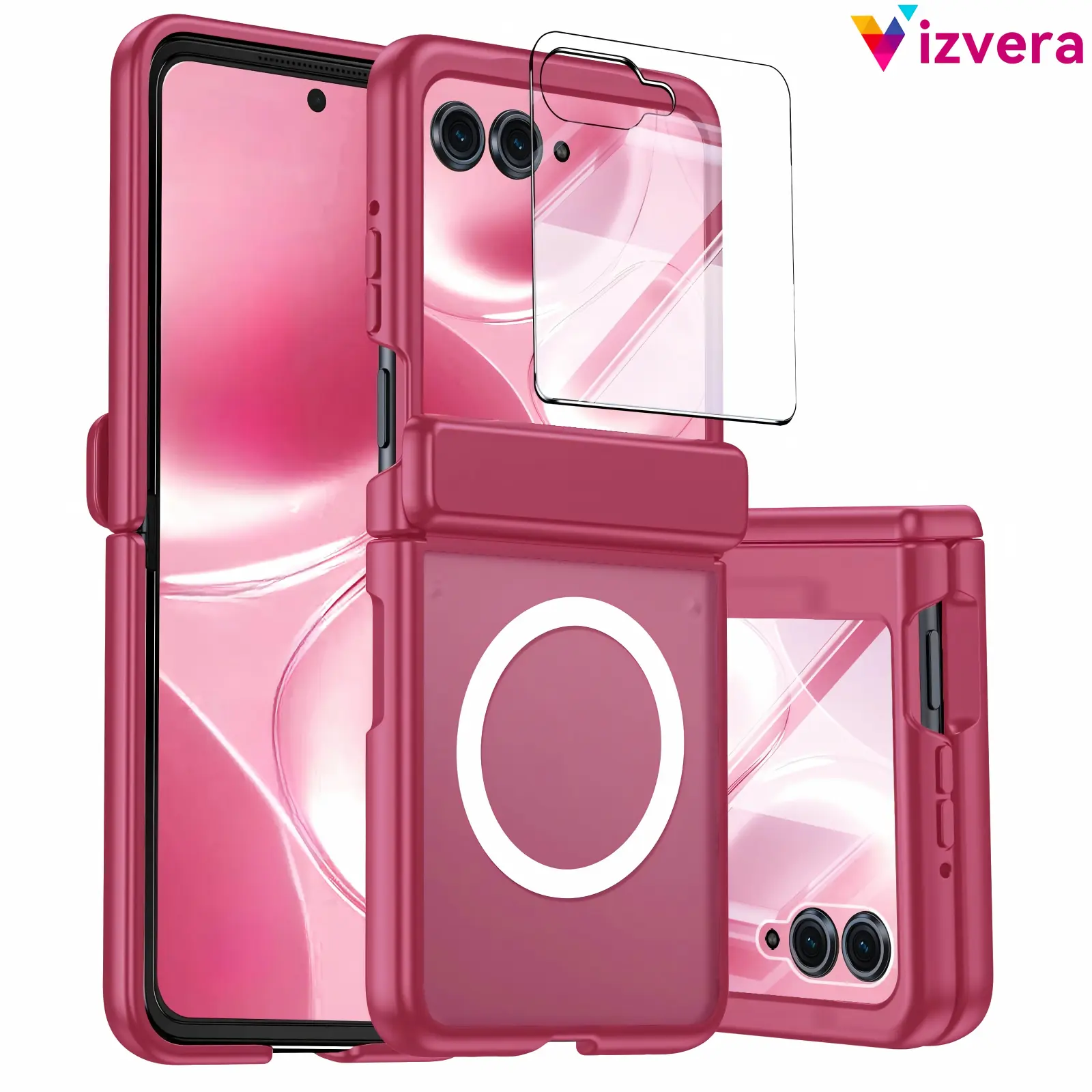 Vizvera for Motorola Razr Shockproof Magnetic Case -  Hinge Protection, Magsafe Compatible, Built-in Screen Protector， Shockproof Slim Cover  | Razr 2026/Razr 2025/Razr 2024/Razr 2026 Ultra/ Razr 2025 Ultra，Summer Vibes，phone case，Weekly Deals campingesse