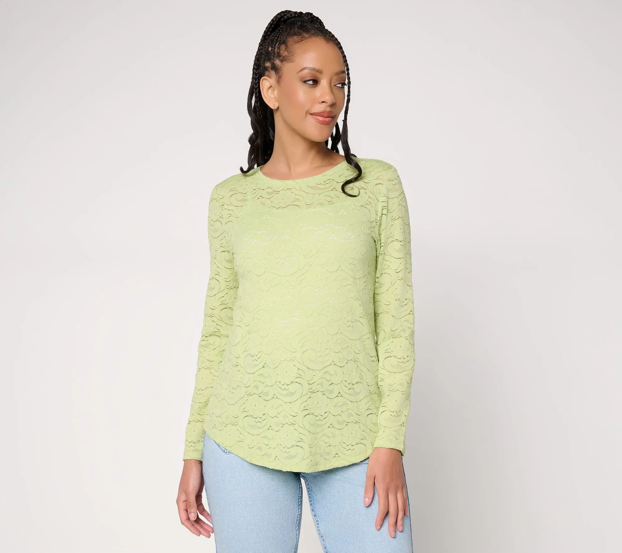 LOGO Layers by Lori Goldstein Floral Lace Top