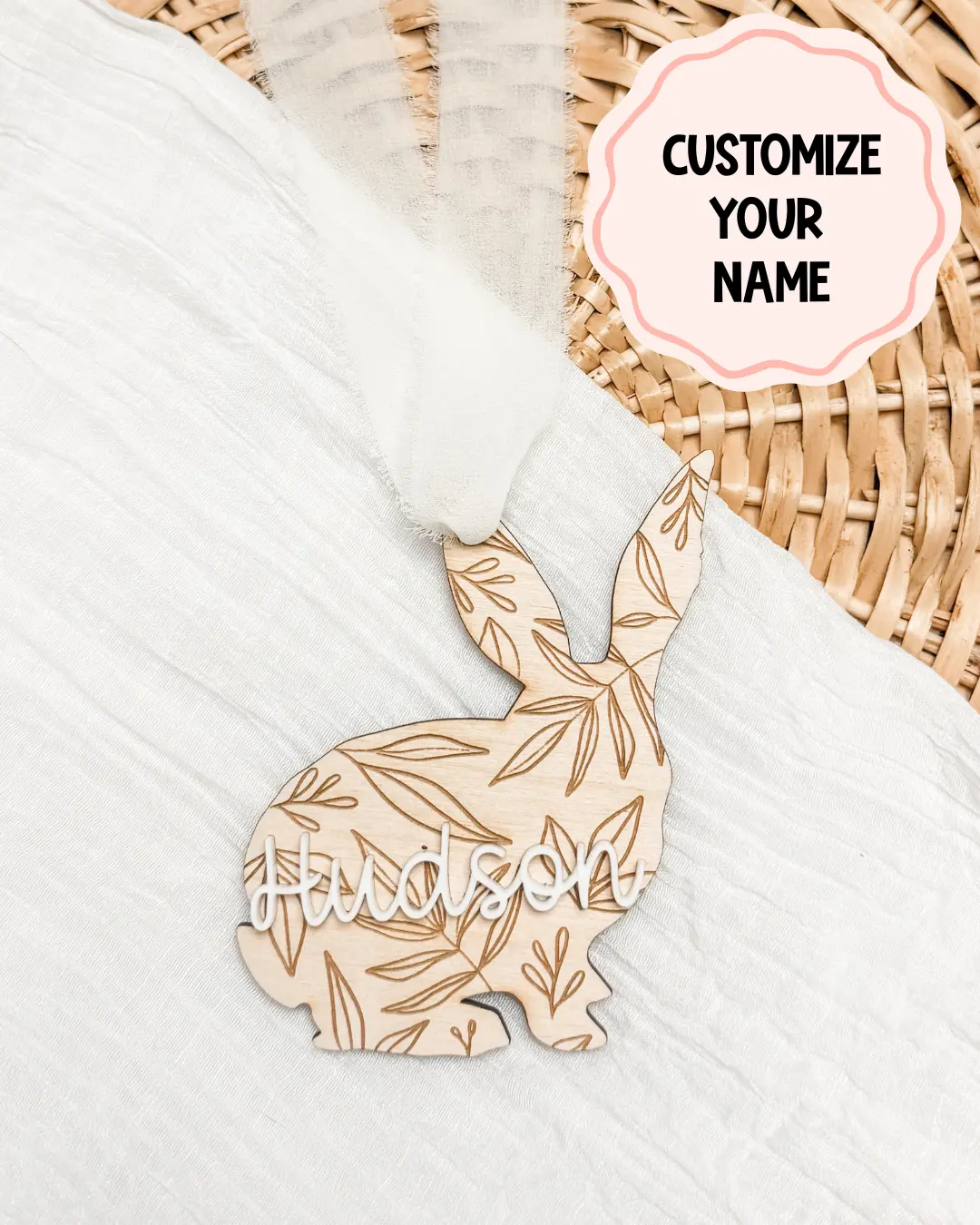 Personalized Easter Basket Tag Bunny Shaped
