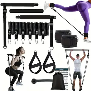 14pcs Pilates Stick with Resistance Tension Belt, Multifunctional Fitness Pedal Puller, Workout Equipment for Yoga, Home Pilates, Stretch Training