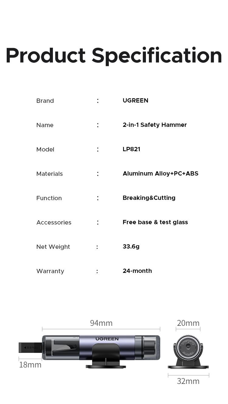 UGREEN 2-in-1 Car Window Breaker & Seatbelt Cutter,Upgraded Safe Hammer Glass Breaker Under Water, Car Hammer Seatbelt Cutter Window Breaker Emergency Escape Tool, Glass Breaker for New Cars– Must For Car-Emergency Escape Tool, TikTokShopHolidayHaul