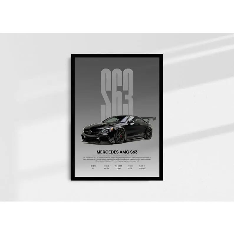 Mercedes S63 AMG Poster | Luxury Car Wall Art, Product without frame
