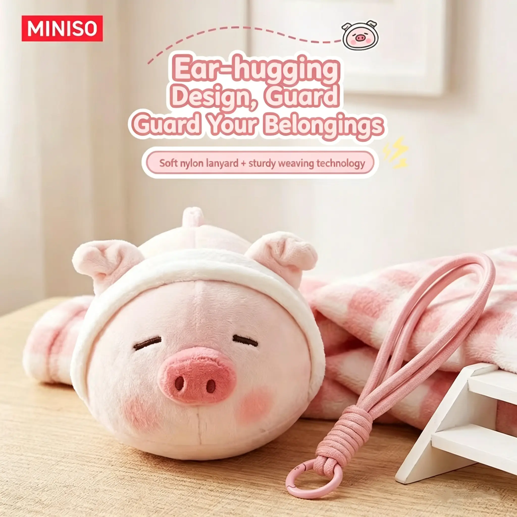 MINISO Piggy BOBO Series Plush Squeeze Stress Relief Toy, Cute Collectible Figurine, Portable Squishy Gift for Anxiety & Pressure Relief#Summervibes, Back To School