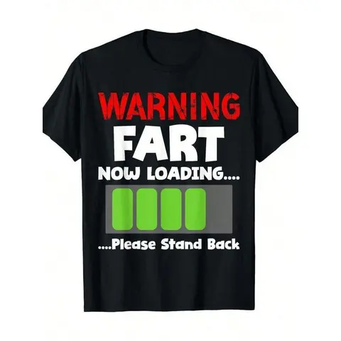 Funny 'Fart Now Loading' Graphic T-Shirt, Unisex Casual Streetwear Top with Short Sleeves and Round Neck
