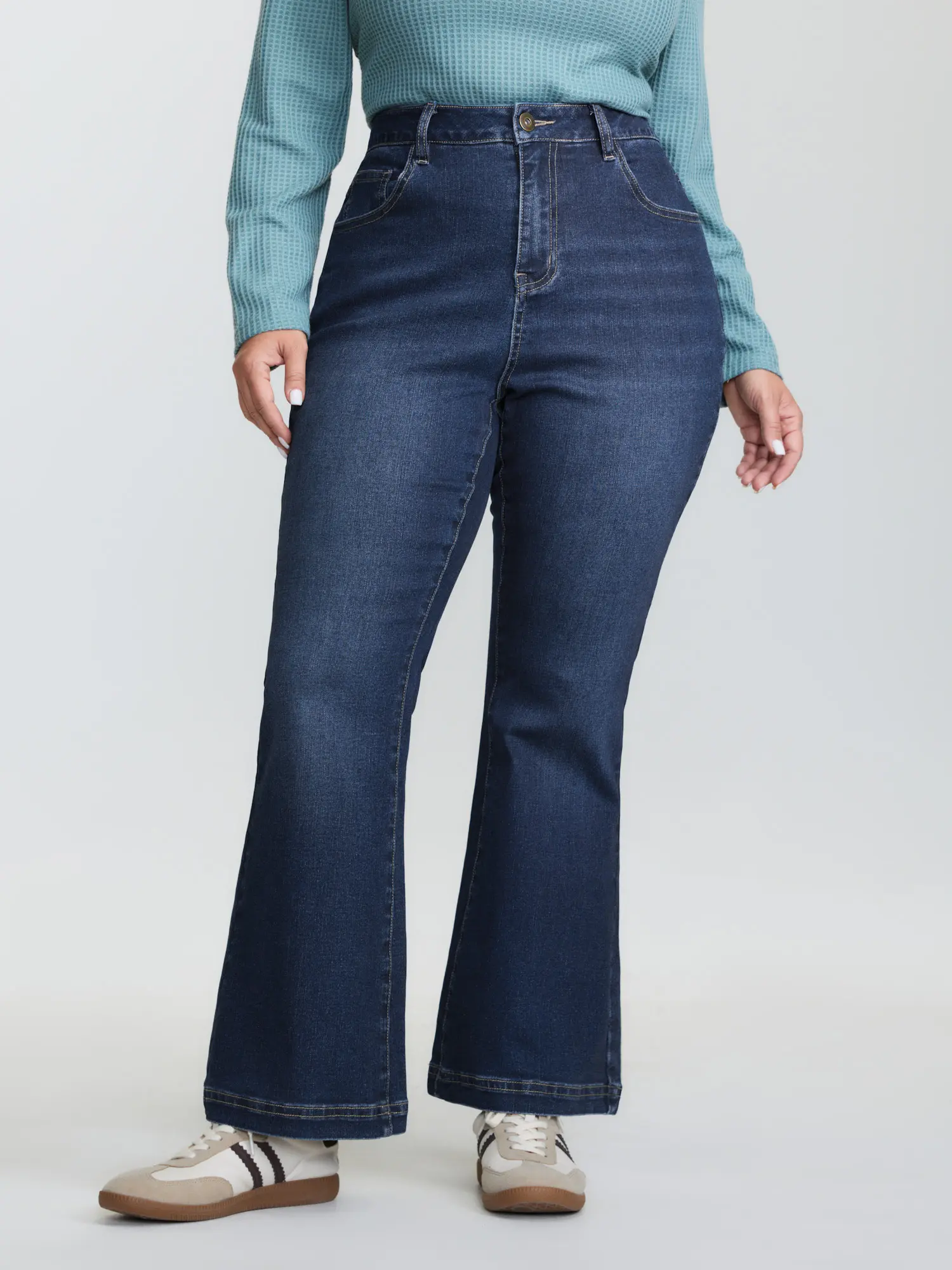 【Y2K】【Pocket Approved】BLOOMCHIC Plus Size Supersoft Mid-Rise Bootcut Jeans [M-6X]Fit Blue,Summerfinds