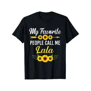 Cotton Short Sleeve T-Shirt - My Favorite People Call Me Lala - 100% Cotton, Stretch, Round Neck, Unisex, Black Tee for Men & S-XXXL Graphic tees