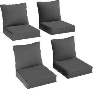 Aoxun 4-Piece Outdoor Replacement Cushions, Deep Seat Cushions for Patio Furniture, Waterproof & Fade Resistant, Couch Cushions for 4-Seat Patio Conversation Sets, Sky Blue
