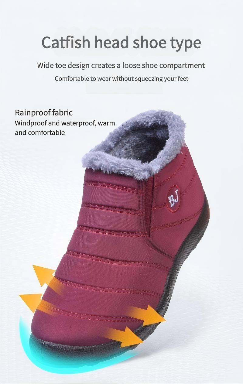 Men & Women's Winter Snow Boots - Slip-On Warm Ankle Boots with Lining, Lightweight Outdoor Shoes for Women Men Footwear Closed Pedal