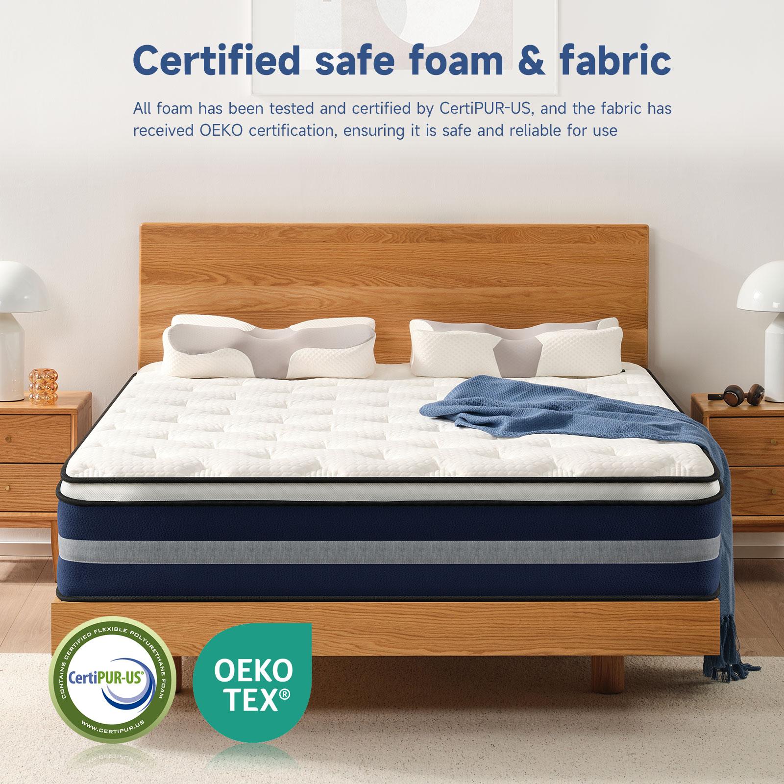 10/12 Inch Twin Full Queen Hybrid Mattress,Memory Foam and Individual Pocket Springs,Hybrid Mattress Medium Firmness for Pressure Relief, Motion Isolation & Support,Lumbar Support,CertiPUR-US Certified,Comfortable Sleep,Boxed mattress,Mattress Outlet