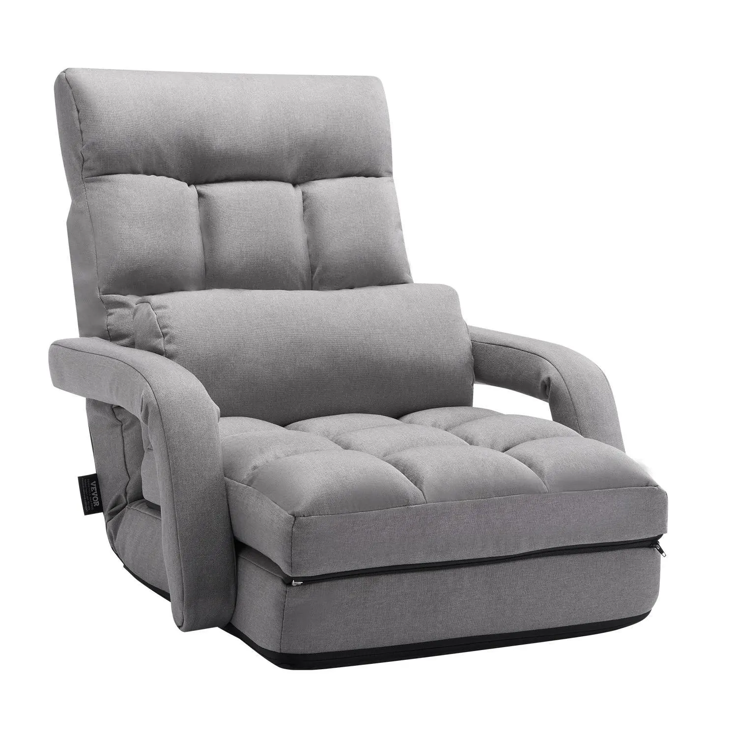 【SummerFinds】VEVOR Floor Chair,  , Floor Gaming Chair with 5 Adjustable Position and Back Support, Folding Sofa Chair with Armrest for Adults, Sofa Lounger Bed with Back Cushion for Living Room and Bedroom, Gray