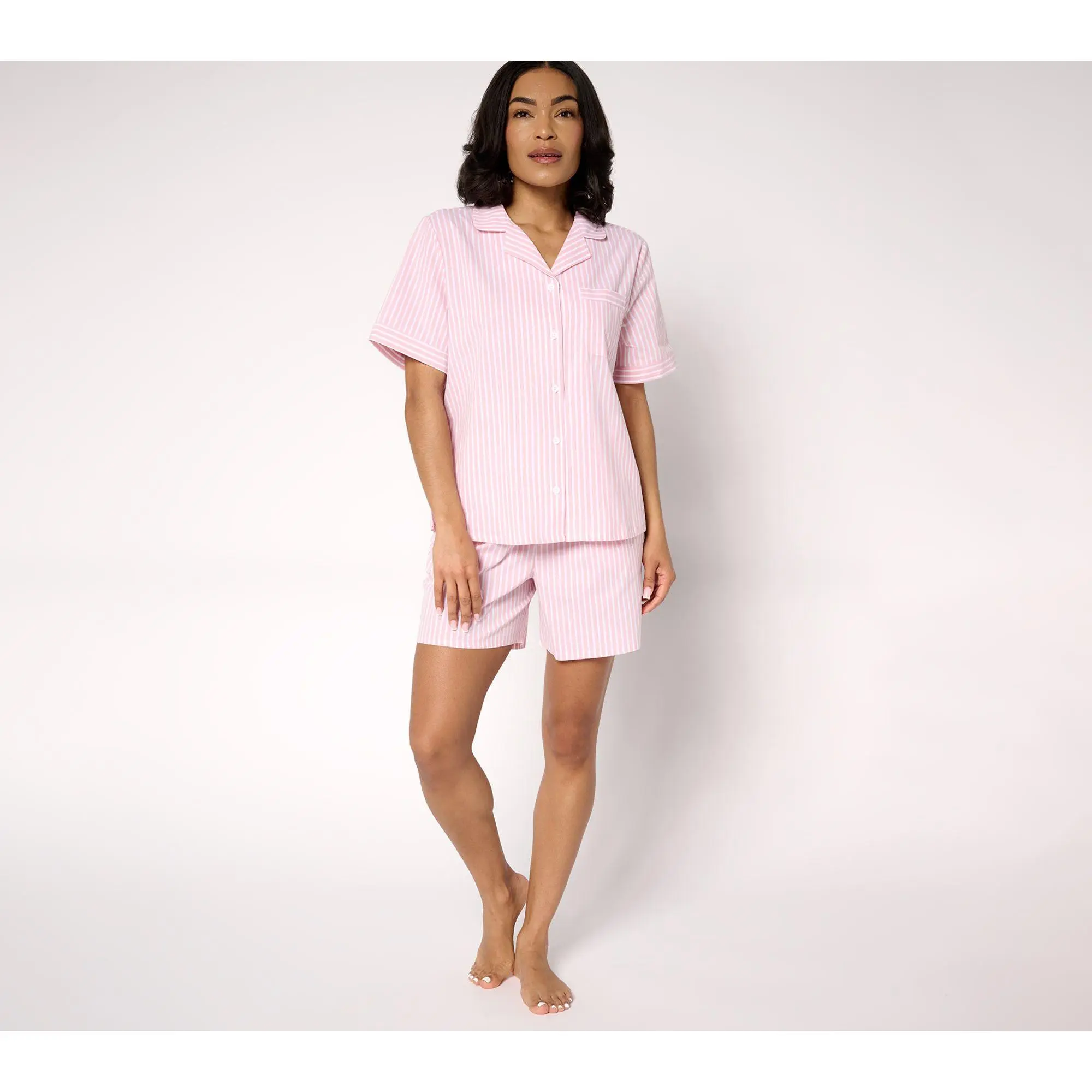 Berkshire Homewear 100% Cotton Poplin Notch Collar & Short PJ Set