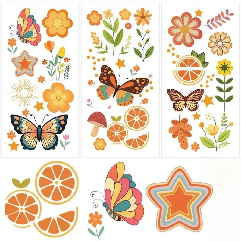 3 Sheets Boho Flowers Rub on Transfers for Crafts and Furniture 12*66inch Vintage Butterfly Floral Furniture Transfer Stickers for  Cabinet Dressers Home Decor