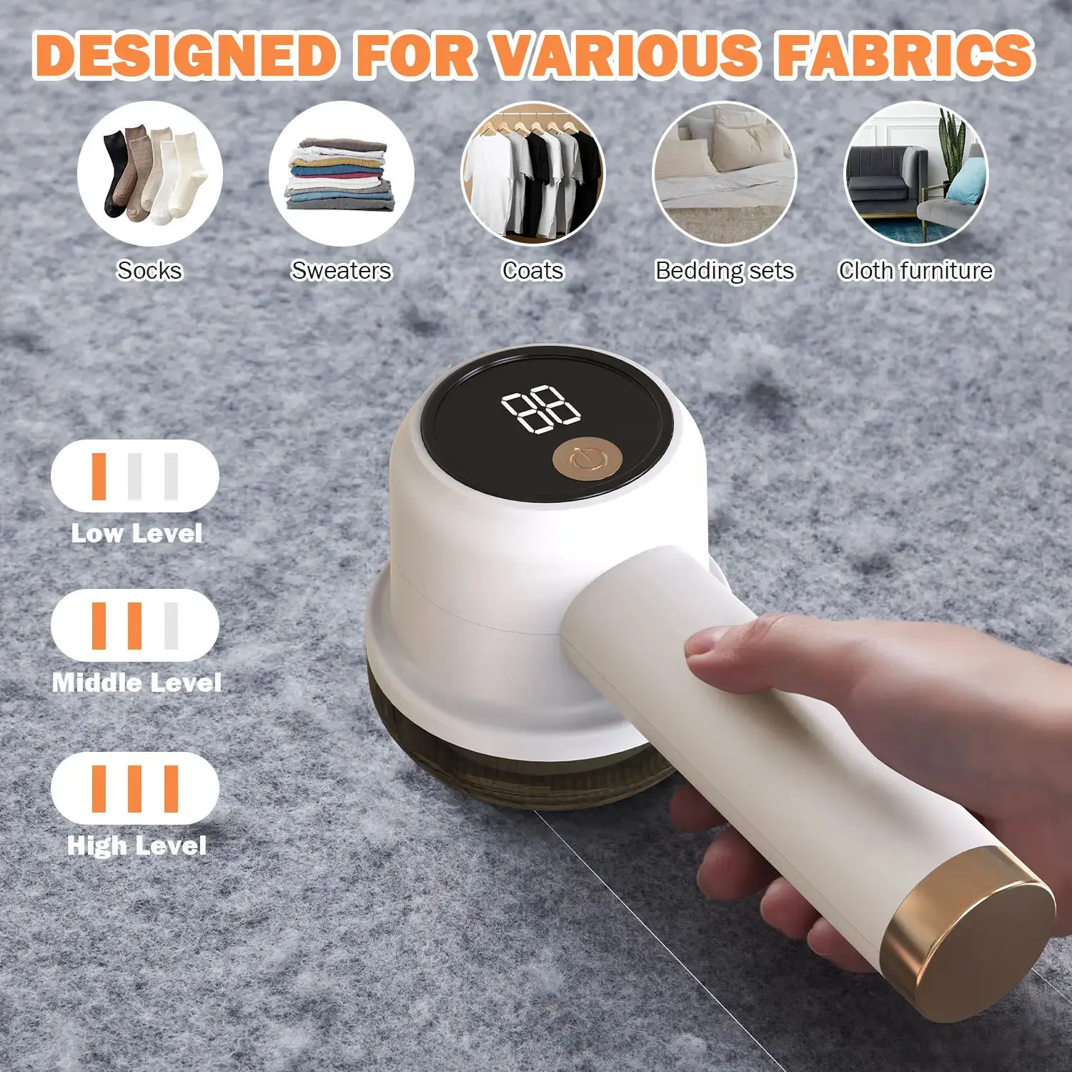 Rechargeable Fabric Shaver with 2 Replaceable Stainless Steel 6-Leaf Blades | Lint Remover with 3-Speed Settings & LED Display - Efficient Sweater and Lint Shaver for Clothes, Removing Fuzz, Lint Balls, Pills.Christmas Gift