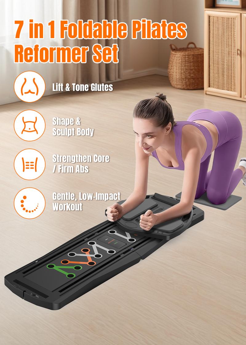 RELIFE REBUILD YOUR LIFE 7-in-1 Pilates Reformer Board, Ab & Core Workout Machine, Foldable Home Pilates Reformer Full Body Training, 330LBS Capacity