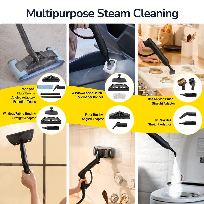 Steambot Steam Cleaner with 2L Large Water Tank Capacity, High Pressure Steam, 28 Accessories ,Chemical-Free Deep Cleaning for House, Kitchen, Bathroom, Car, Multi-Purpose Cleaning, Eliminating Grime & Grease, Steamer for Cleaning,Heavy Duty Deep Cleaning Steambot Steam Cleaner with 2L Large Water Tank Capacity, High Pressure Steam, 28 Accessories ,Chemical-Free Deep Cleaning for House, Kitchen, Bathroom, Car, Multi-Purpose Cleaning, Eliminating Grime & Grease, Steamer for Cleaning,Heavy Duty Deep Cleaning