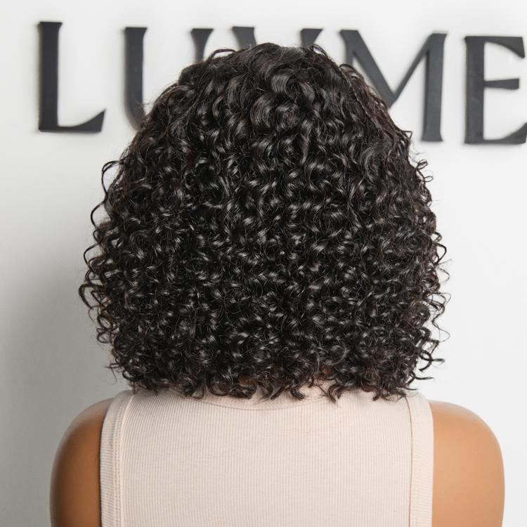 Luvme Boho Braids Deep Curly Glueless 5x5 Closure Pre-Cut Lace Short Curly Human Hair Braided Wig Natural Black
