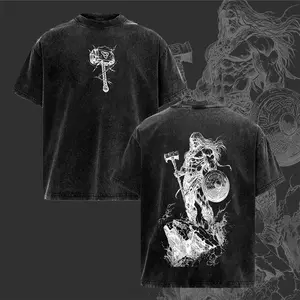 Thor God of Thunder T-Shirt – Greek Mythology Vintage Washed Graphic Tee, Oversized Heavy Cotton Streetwear, Mjolnir Hammer Design, Unisex Top, Gift for Thor Fans, Gym Pump Cover